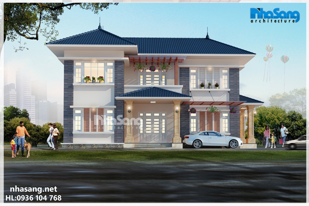 mẫu nhà vườn 2 tầng đẹp